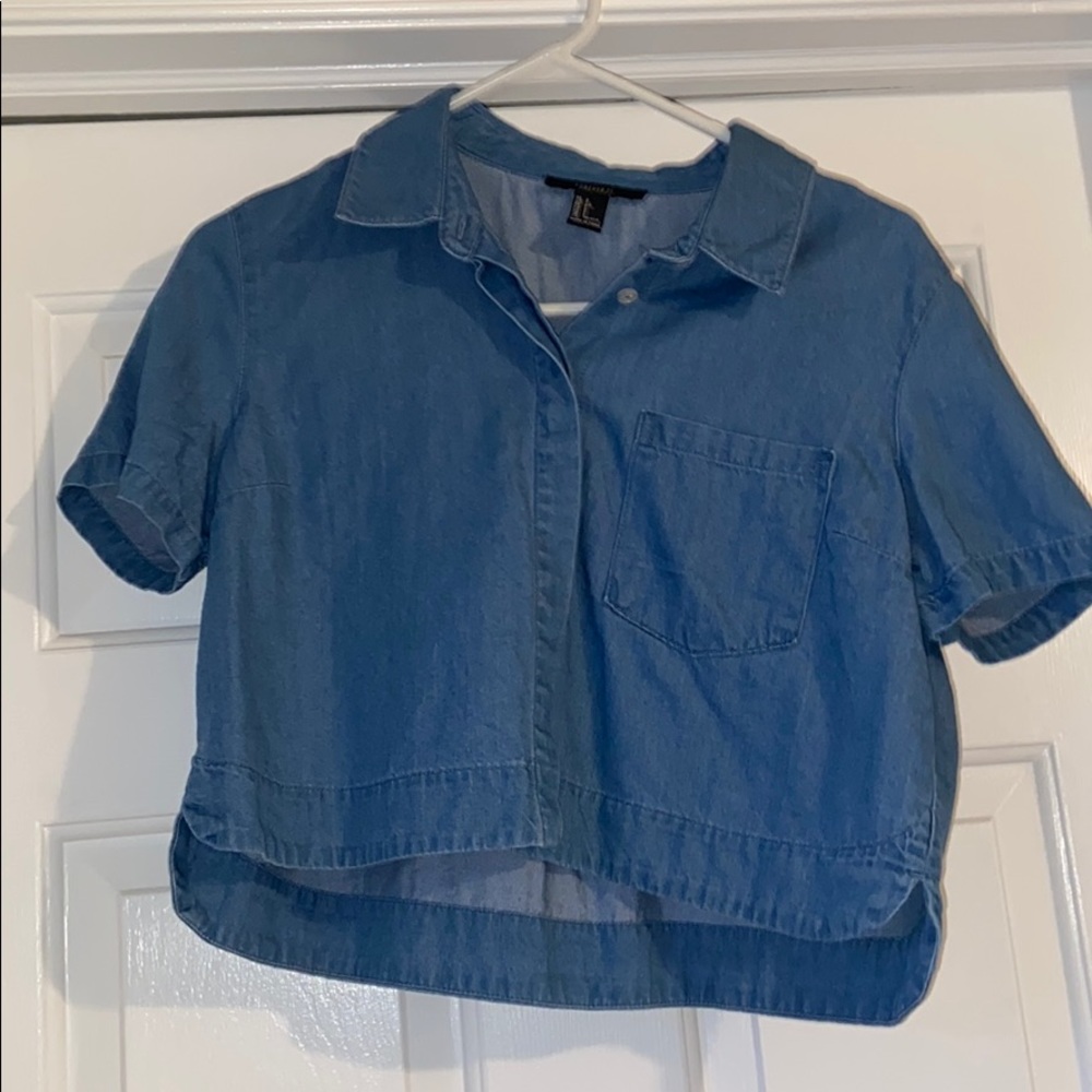 Blue Button Up Top